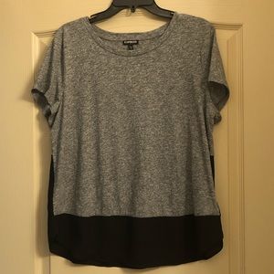 Loft black and charcoal color block shirt